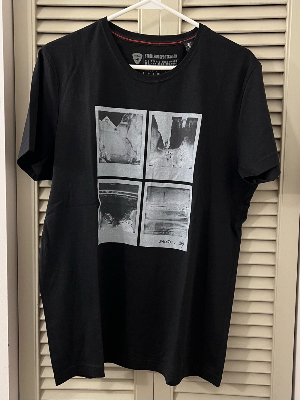 Strellson Black T-Shirt with Silver Photo-Block Graphic